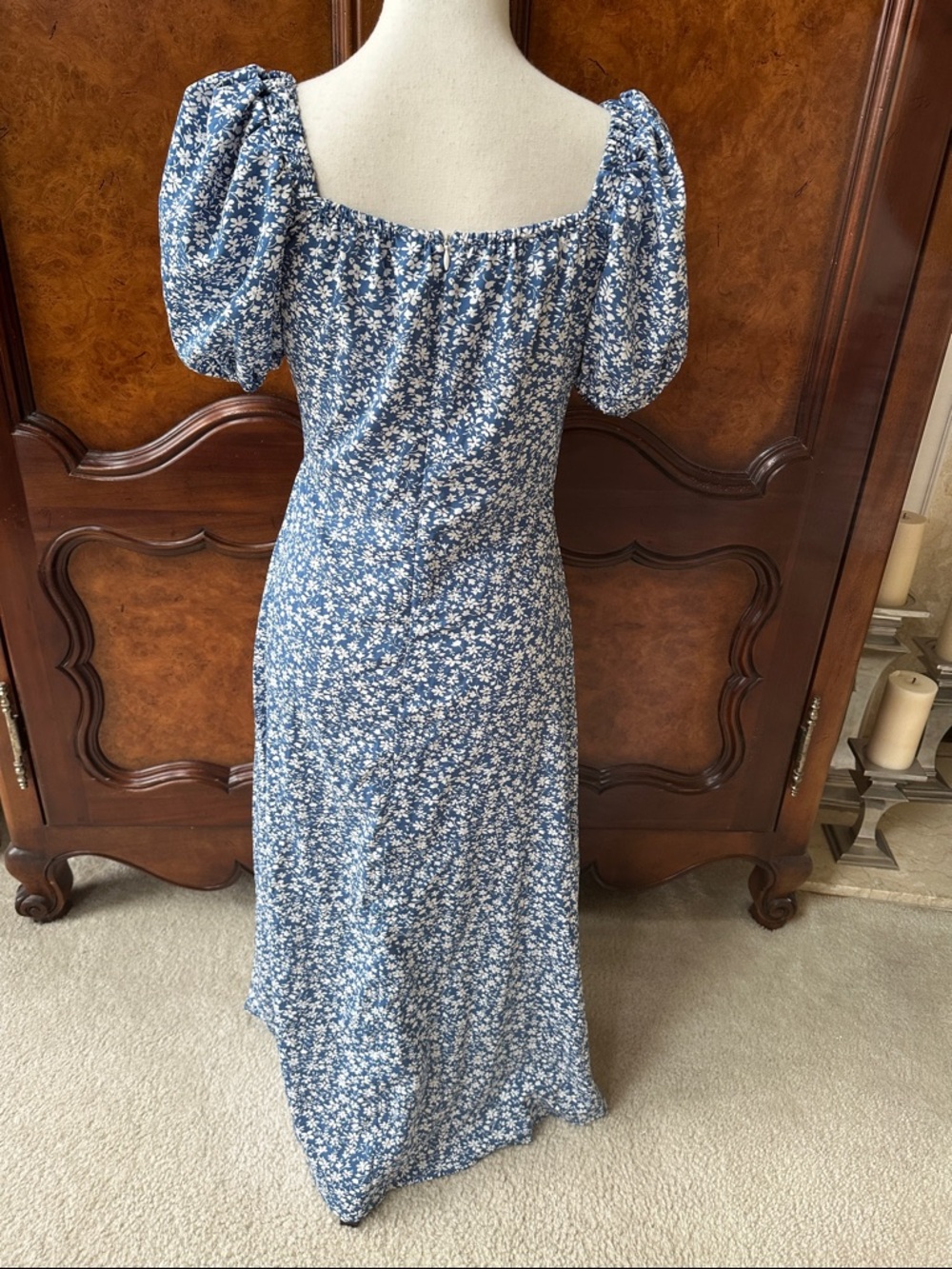 Chifit Floral Puff Sleeve Midi Dress - Picture 7 of 13